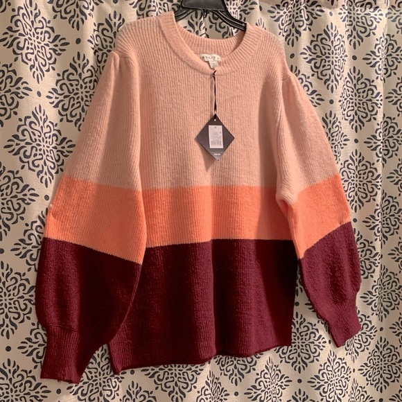 (2X)- NWT Ava & Viv Women's Striped Crewneck Sweater - Picture 4 of 9